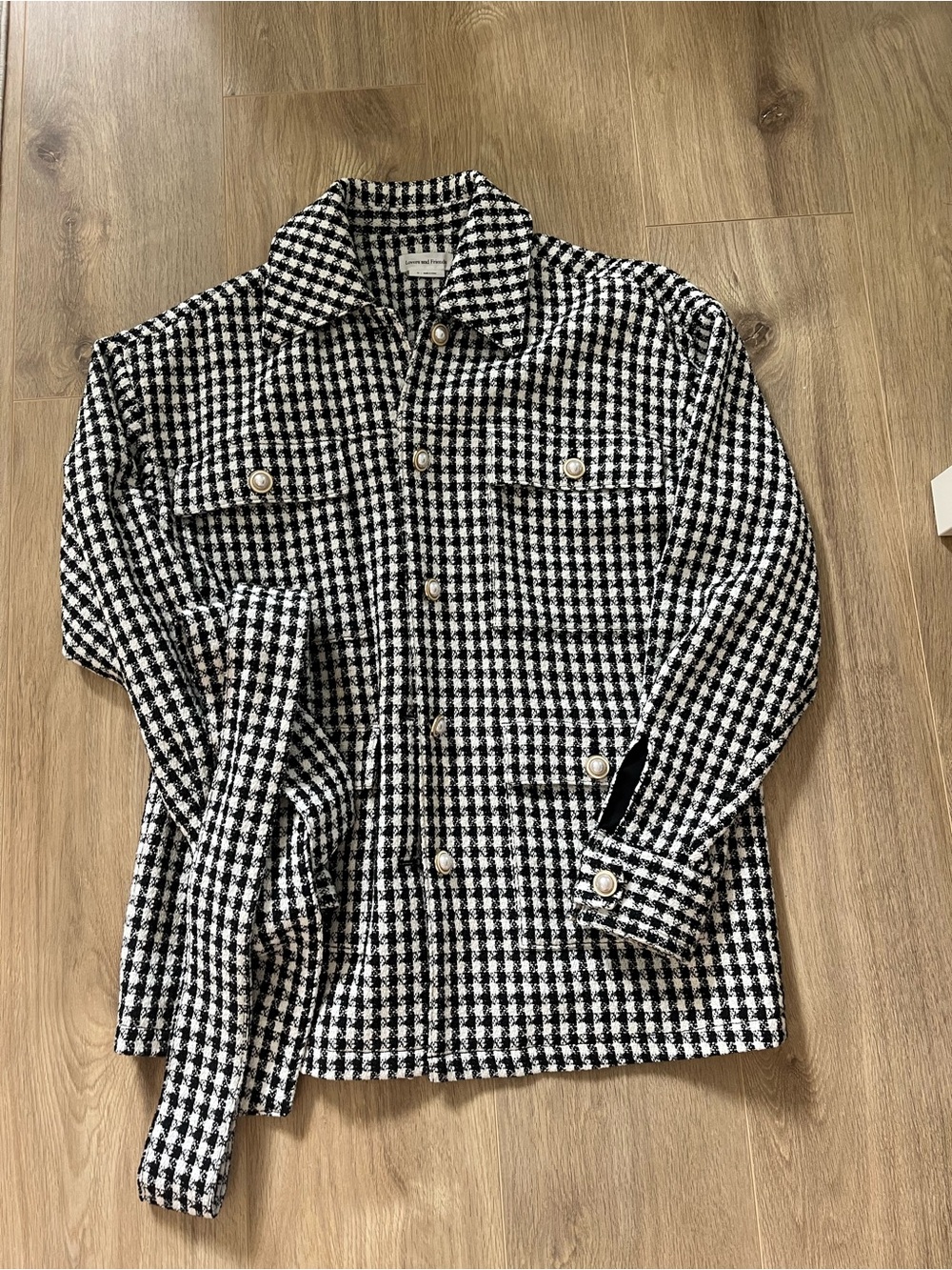 Lovers + Friends Black & White Houndstooth Shirt Jacket